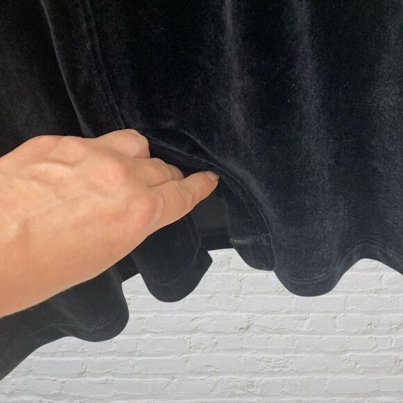 Vintage Boston Proper Black Velvet Button Up Midi Dress Gold Buttons Size M - Picture 13 of 15